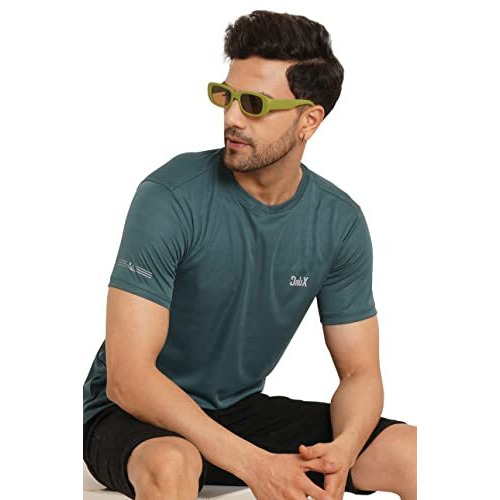 Lookmark Men's Stylish Polyester T-Shirt(Mt16-Green-M)