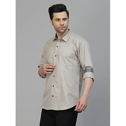 Lookmark Men's Cotton Blend Stitched Solid Full Sleeve Shirt(New-Shirt 03-S) Grey