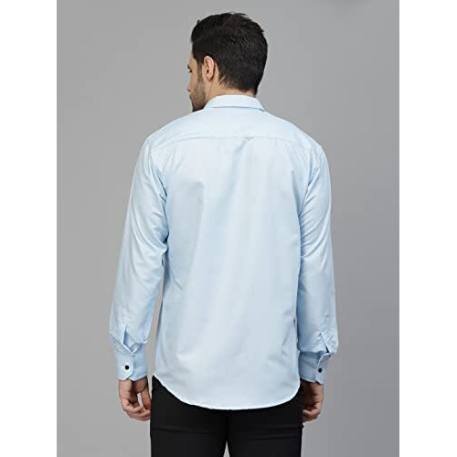 Lookmark Men's Cotton Blend Stitched Solid Full Sleeve Shirt(New-Shirt 07-S) Sky Blue