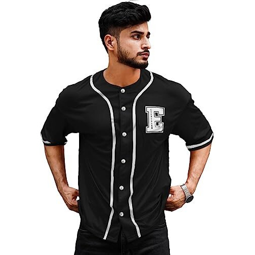 Eyebogler Mens Cotton Blend Round Neck Half Sleeve Oversized Printed Tshirt || Loose Fit Tshirt Black