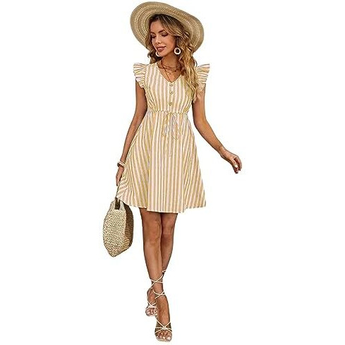 Dhruvi Trendz Womens Rayon Women Western Dresses Regular Fit Dress (Dt-Wd1117_Yellow_L)