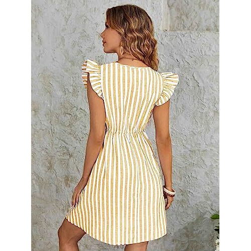 Dhruvi Trendz Womens Rayon Women Western Dresses Regular Fit Dress (Dt-Wd1117_Yellow_L)