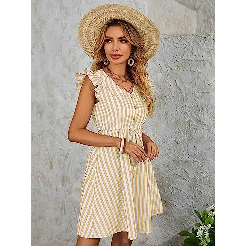 Dhruvi Trendz Womens Rayon Women Western Dresses Regular Fit Dress (Dt-Wd1117_Yellow_L)