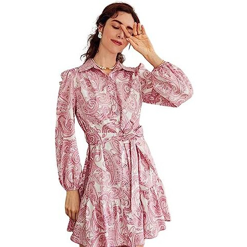 Dhruvi Trendz Women's Slub Rayon Women Western Casual Dresses Regular Fit Above The Knee Dress (Dt-Wd1130_Pink_Xl)