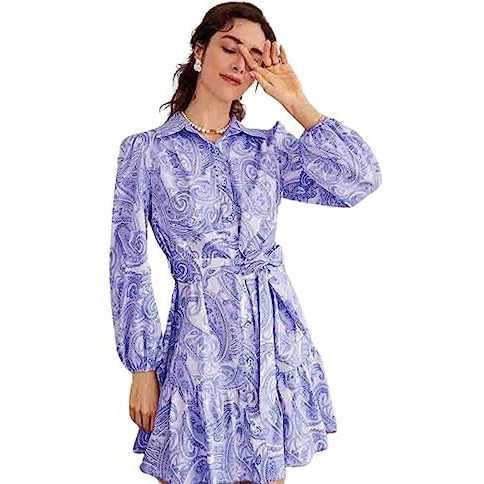 Dhruvi Trendz Women's Slub Rayon Women Western Casual Dresses Regular Fit Above The Knee Dress (Dt-Wd1129_Purple_Large)