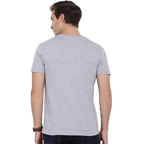 Adro Men's V Neck Solid Cotton T-Shirt (Vn-M-Pln-Gr_Grey_M)