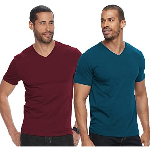 Adro Men's V Neck Combo Plain Cotton T-Shirts_Vcm2-Pln-Mr-Sb-S