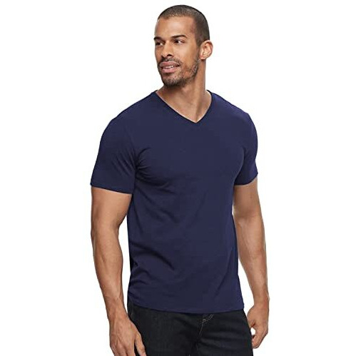 Adro Men's V Neck Combo Plain Cotton T-Shirts_Vcm2-Pln-Nb-Sb-L