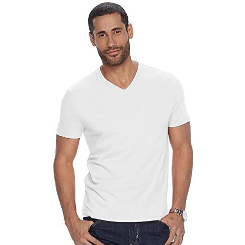 Adro Men's V Neck Combo Plain Cotton T-Shirts_Vcm2-Pln-Wh-Mu-Xl