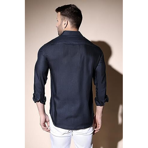 Dhruvi Trendz Mens Cotton Blend Men's Casual Shirt Regular Fit Western (Dt-Ms-6022_Black_Xl)