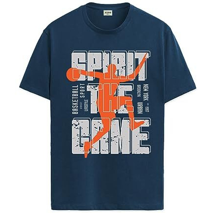 Adro Sports Design Printed T-Shirt For Men - 100% Cotton, Regular Fit, Soft Breathable Fabric. (Rn23-M-Spr-Sb_Teal_2Xl)