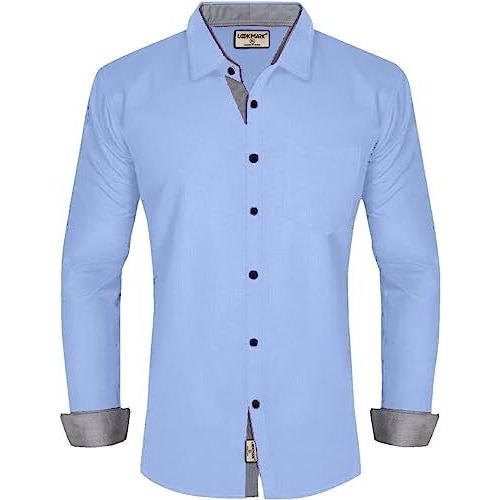 Lookmark Men's Cotton Blend Blue Color Stitched Solid Full Sleeve Shirt(Amzn-Shirt 54-M)