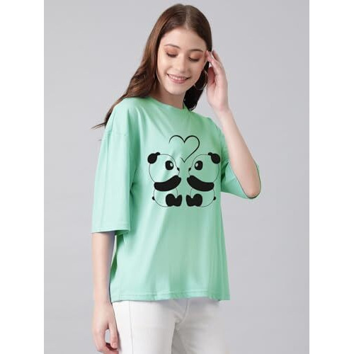 Kotty Women's Cotton Blend Printed Oversized T-Shirts