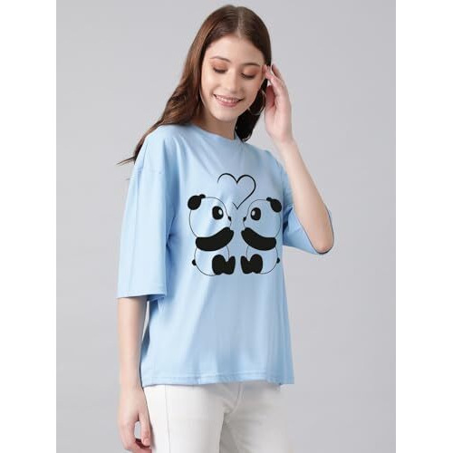Kotty Women's Cotton Blend Printed Oversized T-Shirts