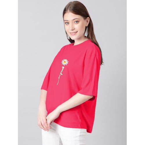 Kotty Women's Cotton Blend Printed Oversized T-Shirts