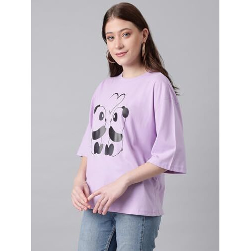 Kotty Women's Cotton Blend Printed Oversized T-Shirts