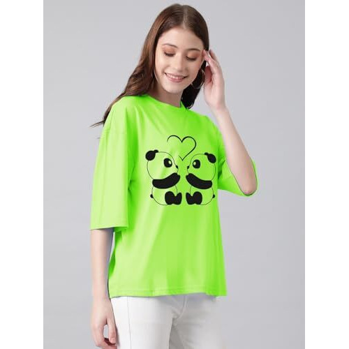Kotty Women's Cotton Blend Printed Oversized T-Shirts