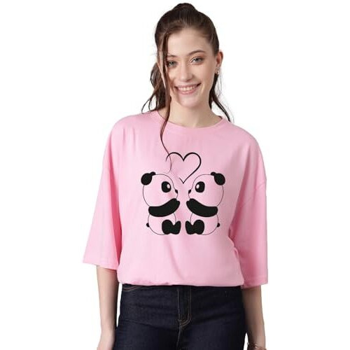 Kotty Women's Cotton Blend Printed Oversized T-Shirts