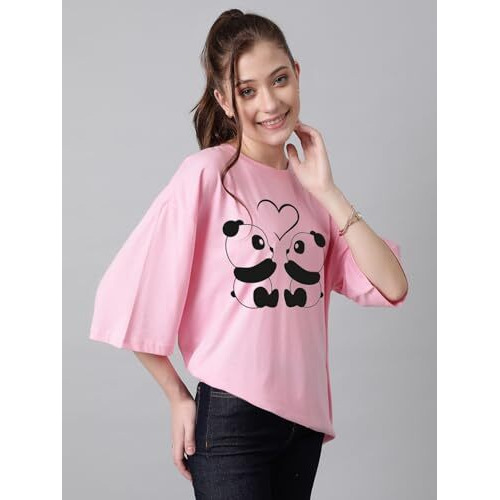 Kotty Women's Cotton Blend Printed Oversized T-Shirts