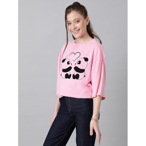 Kotty Women's Cotton Blend Printed Oversized T-Shirts