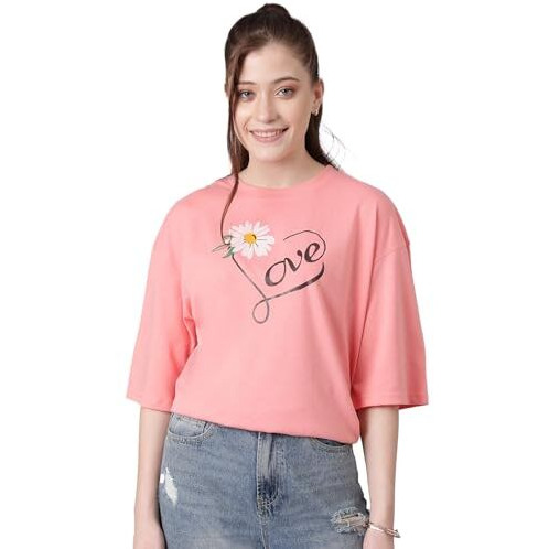 Kotty Women's Cotton Blend Printed Oversized T-Shirts