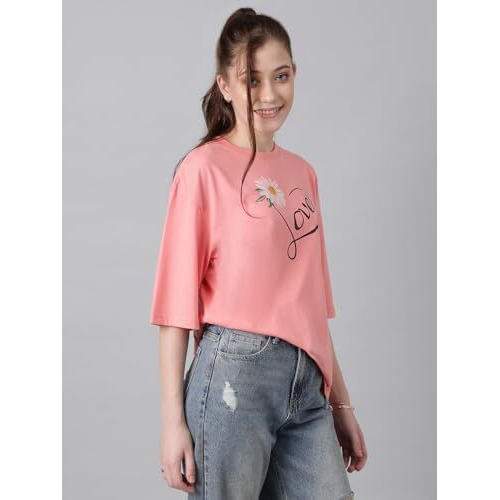 Kotty Women's Cotton Blend Printed Oversized T-Shirts