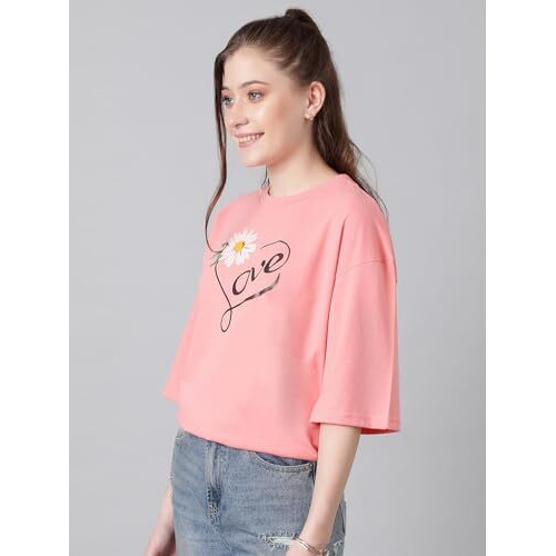 Kotty Women's Cotton Blend Printed Oversized T-Shirts