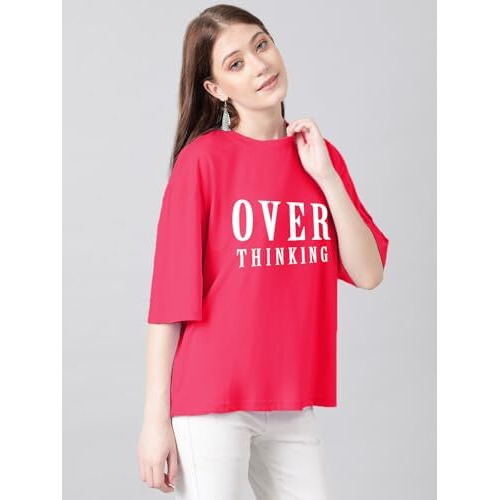 Kotty Women's Cotton Blend Printed Oversized T-Shirts