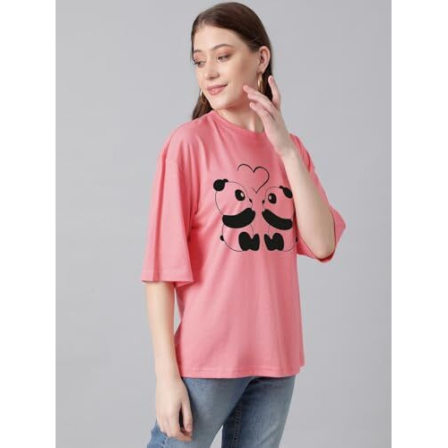 Kotty Women's Cotton Blend Printed Oversized T-Shirts