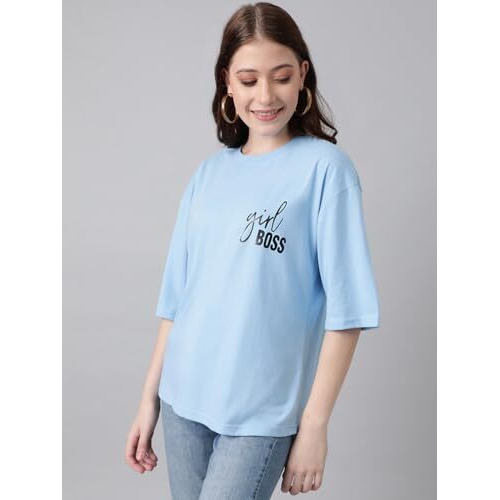 Kotty Women's Cotton Blend Printed Oversized T-Shirts