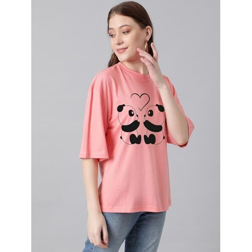 Kotty Women's Cotton Blend Printed Oversized T-Shirts