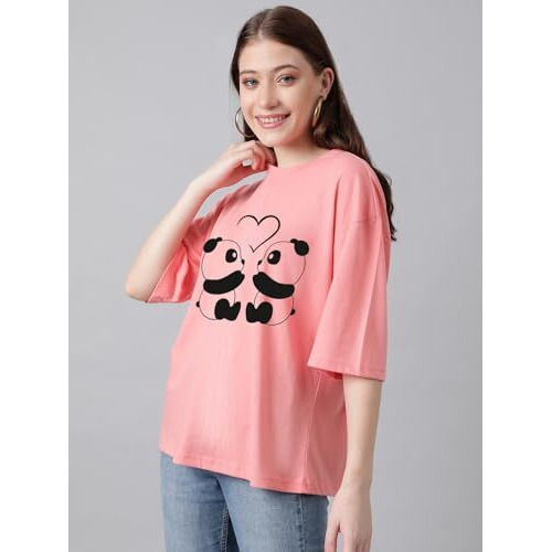 Kotty Women's Cotton Blend Printed Oversized T-Shirts