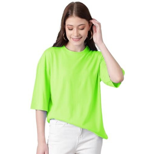 Kotty Women's Cotton Blend Solid Oversized T-Shirts