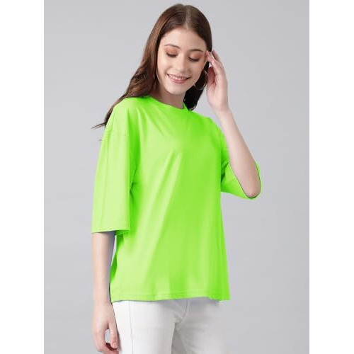 Kotty Women's Cotton Blend Solid Oversized T-Shirts