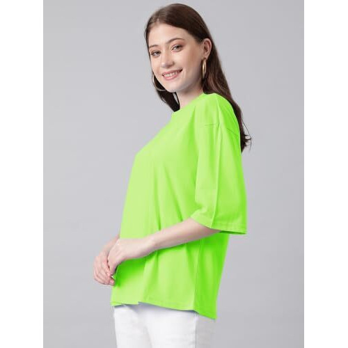 Kotty Women's Cotton Blend Solid Oversized T-Shirts