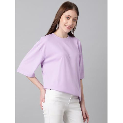 Kotty Women's Cotton Blend Solid Oversized T-Shirts