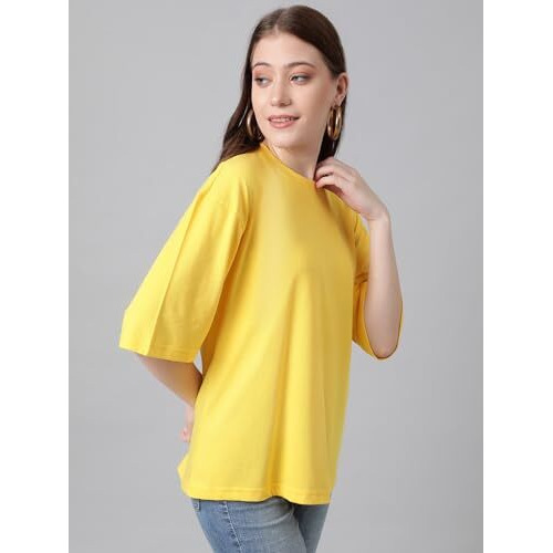 Kotty Women's Cotton Blend Solid Oversized T-Shirts