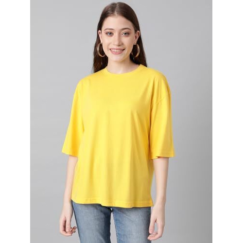 Kotty Women's Cotton Blend Solid Oversized T-Shirts