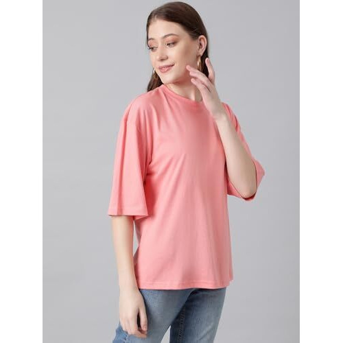 Kotty Women's Cotton Blend Solid Oversized T-Shirts