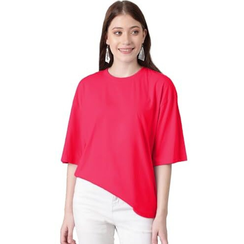 Kotty Women's Cotton Blend Solid Oversized T-Shirts