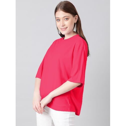Kotty Women's Cotton Blend Solid Oversized T-Shirts