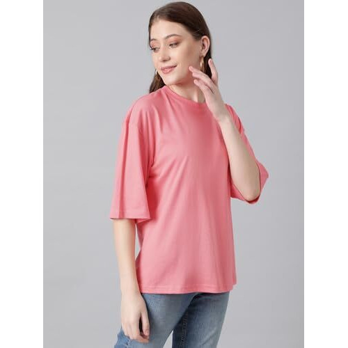 Kotty Women's Cotton Blend Solid Oversized T-Shirts