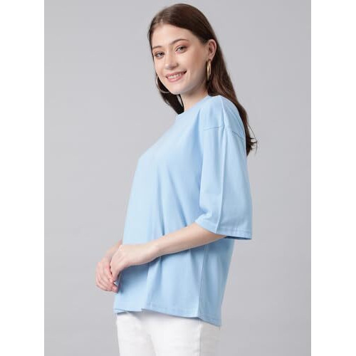 Kotty Women's Cotton Blend Solid Oversized T-Shirts
