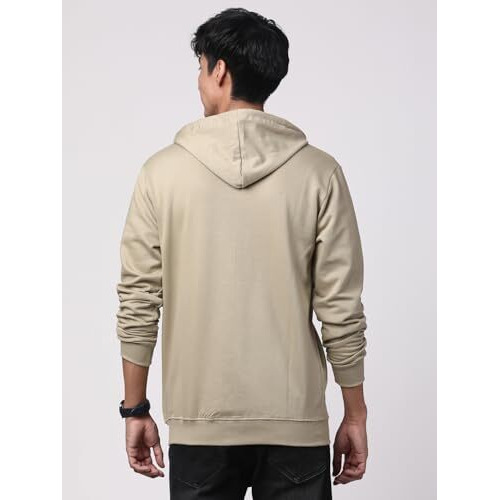 Adro Mens Cotton Solid Zipper Hoodie Sweatshirts (Zh23-Pln-Be_Beige_L)