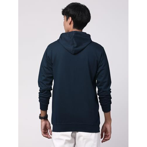 Adro Mens Cotton Solid Zipper Hoodie Sweatshirts (Zh23-Pln-Sb_Teal_L)