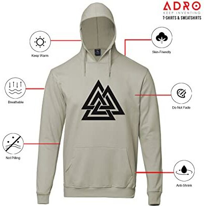 Adro Men's Cotton Neck Hooded Sweatshirt (H21-M-Tkt-Ch_Beige_S)