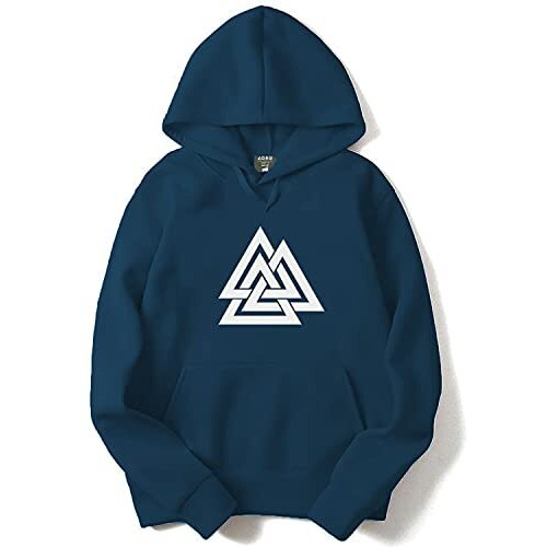 Adro Men's Cotton Neck Hooded Sweatshirt (H21-M-Tkt-Sb_Teal_S)