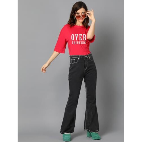 Kotty Women's Cotton Blend Printed Oversized T-Shirts