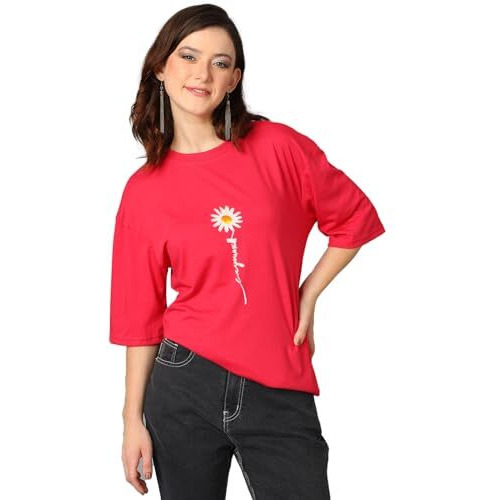 Kotty Women's Cotton Blend Printed Oversized T-Shirts