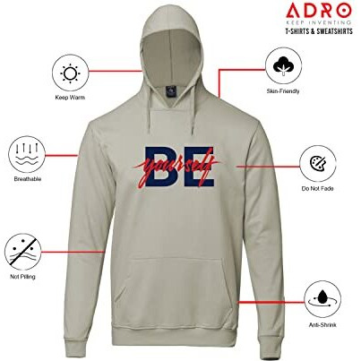Adro Men's Cotton Hooded Neck Hoodie (H20-M-Byo-Ch_Beige_L)